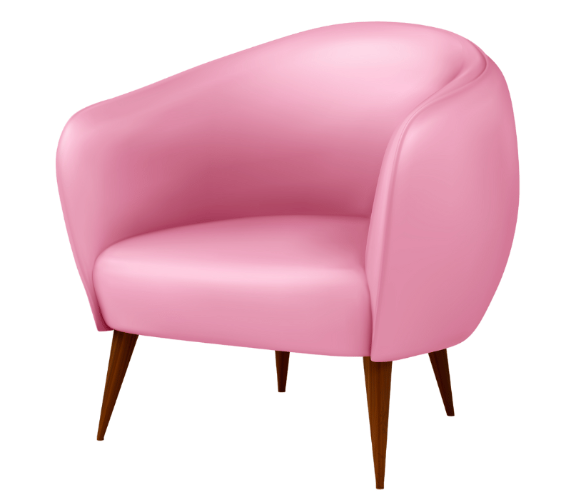 Blush pink armchair side view